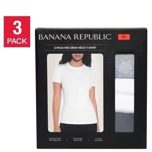 Banana Republic women’s Crew-Neck T-Shirt 3-Pack - White, Gray, Black
